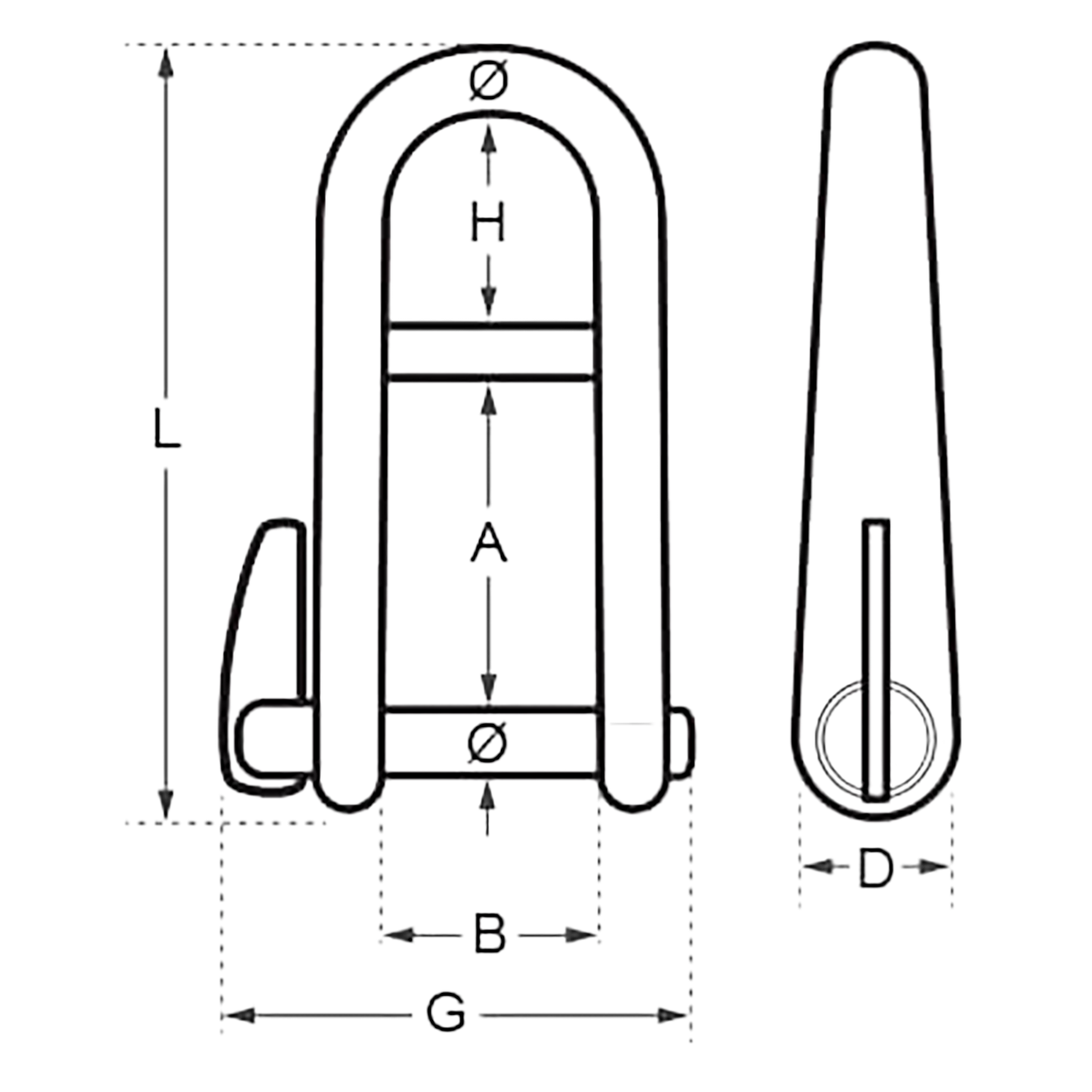 Wichard D Shackle with Bar - Key Pin - Stainless Steel