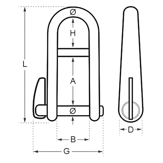 Wichard D Shackle with Bar - Key Pin - Stainless Steel
