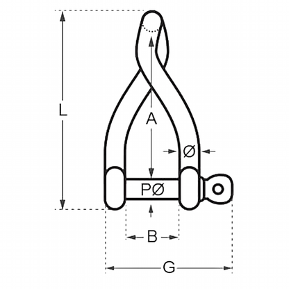 Wichard Twist Shackle - Captive Pin - Stainless Steel